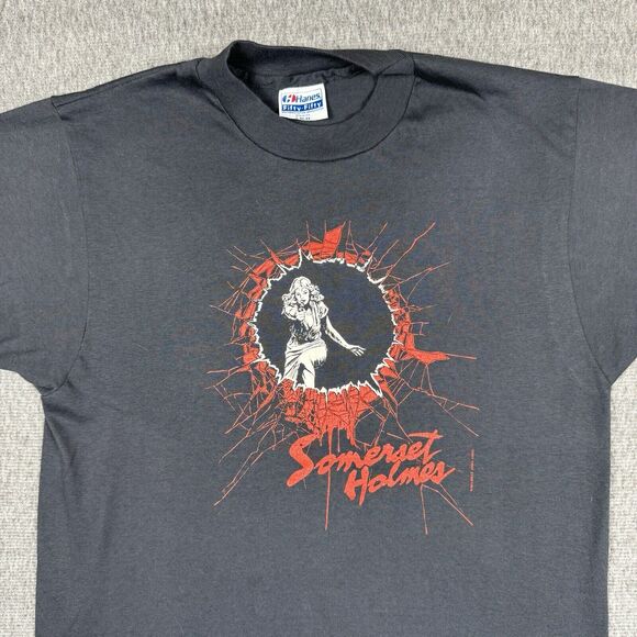Vintage Somerset Holmes T-Shirt Men’s Large Black Pacific Comics Bruce Jones 80s - Picture 2 of 8